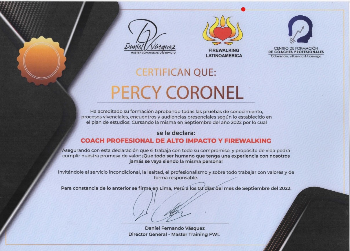 Certificación Profesional Percy Coronel 3